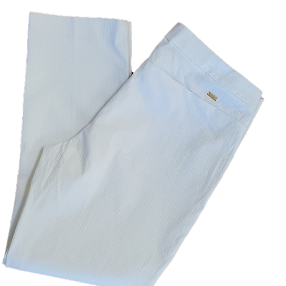Tommy Hilfiger Off White Textured Ankle A La Cheville Pants Size 8 EUC